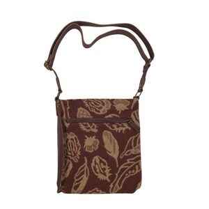 Pendleton Wool Feather/Leaf Burgundy Red Crossbody Purse Bag Adjustable Strap‎